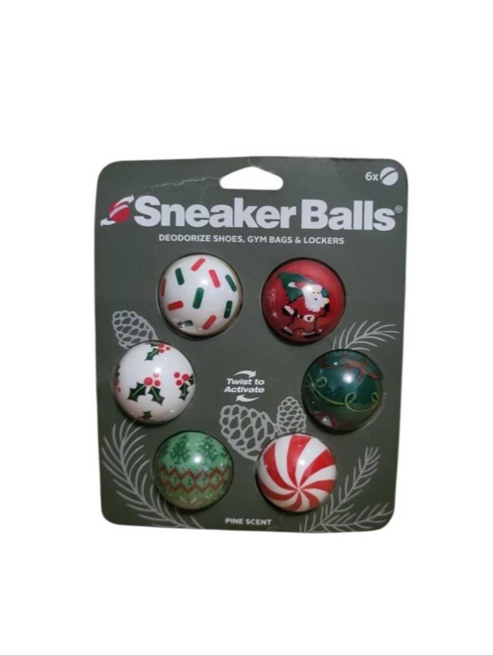 NEW Sneaker Balls Festive Designs Holiday Pine Deodorizer 6pk